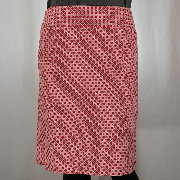 Talbots Dresses & Skirts - Talbots Red & White Basketweave Print Pencil Skirt